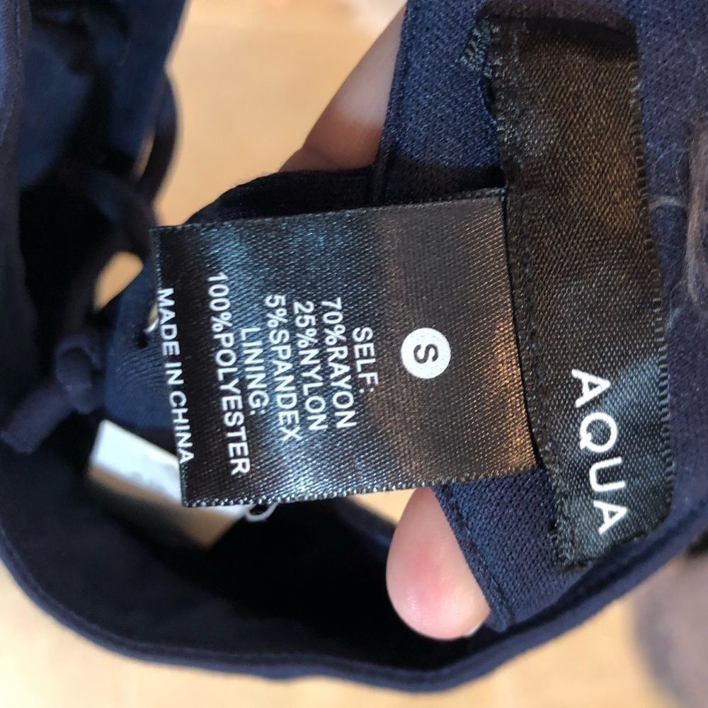 𝅺aqua high neck lace up skater dress in navy NWT - Picture 5 of 6